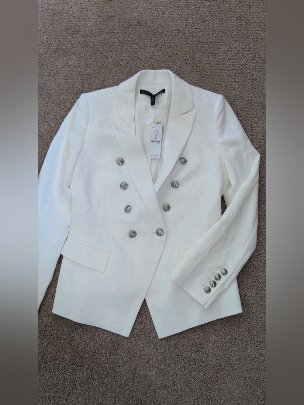 White House Black Market Double Breasted Trophy Studio Ecru Blazer - Picture 2 of 6